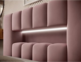 Pat roz tapițat cu spațiu de depozitare cu somieră 90x200 cm Lamica – ELTAP