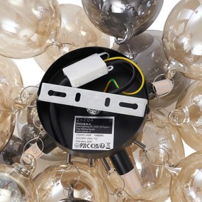 Plafonieră de design negru cu chihlimbar și sticlă fumuriu 4 lumini - Uvas