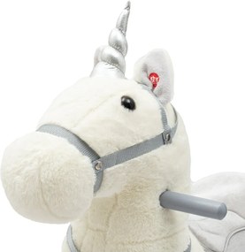 Baby Mix Jucărie balansoar cu melodie și roți Unicorn alb, 64 x 35 x 60 cm