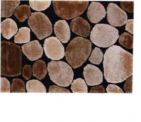 Covor PEBBLE TYP 2, 80x150 cm, forma dreptunghiulara, maro/negru, poli
