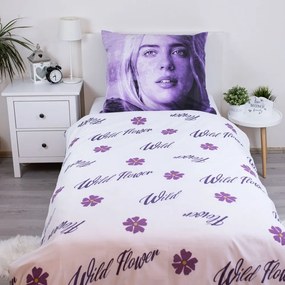 Lenjerie de pat pentru copii mov din bumbac pentru pat de o persoană 200x140 cm Billie Eilish – Jerry Fabrics