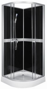 Cabină de duș CLASSIC 90 BLACK cu perete posterior, cu cădiță și baterie