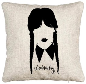 Perna Decorativa Canapea, Model Wednesday Addams 2, 40x40 cm, Cu fermoar