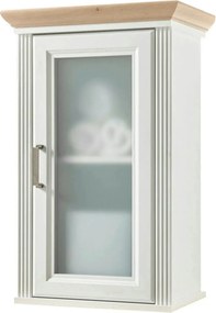 Dulap baie suspendat JASMIN, alb/stejar artisan, PAL, cu o usa, 48x33x