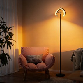 HOMCOM Lampă de Podea Dimmerabilă cu Telecomandă și Dublă Cap Girevole la 350°, Lampă de Podea cu Reglare Temperatură Culoare 2700K-6000K, pentru Sufragerie și Cameră, Negru | Aosom Romania