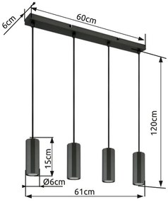Lustra suspendata stil minimalist JAMES 4L gri