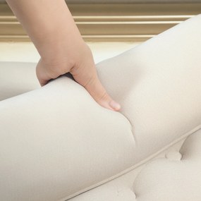 HOMCOM Bancă de tapitat, design vintage, 2 perne, chenille, 115 x 44 x 58 cm, Bej | Aosom Romania