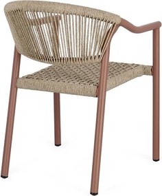 Scaun de grădină roșu/în culoare naturală din metal Canarias – Bizzotto