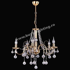 Lustra Panama Cristal cu 5 Brate, Finisaj Bronz Antichizat - Bussy Lighting 0720-52-05