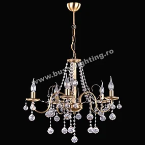 Lustra Panama Cristal cu 5 Brate, Finisaj Bronz Antichizat - Bussy Lighting 0720-52-05
