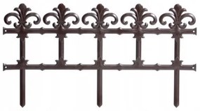 Gard de gradina decorativ, din plastic, maro inchis, set 6 buc, 3.72 m x 34 cm