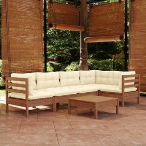 3096391 vidaXL Set mobilier grădină cu perne, 6 piese, maro miere, lemn de pin
