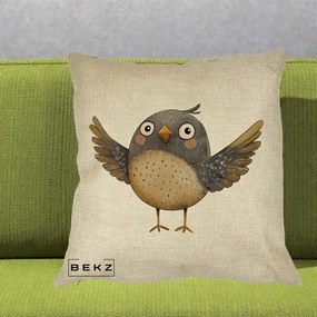 Perna Decorativa Pasare cu Aripi Intinse, 40x40 cm, Crem, Husa Detasabila, Perna Inclusa, BEKZ®