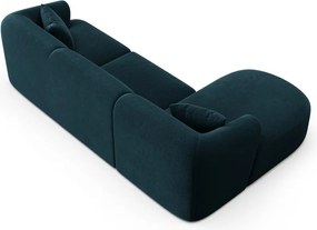 Colțar petrol cu tapițerie din catifea (cu colț pe partea stângă/cu șezlong) Campi – Cosmopolitan Design