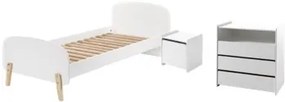 Set KIDDY format dintr-un Pat copii (90x200) cu noptieră și comodă cu 3 sertare.