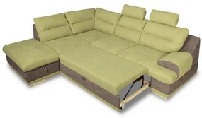 Coltar Extensibil Cu Lada Seaside, Stanga, Verde Si Gri, 264 X 88 X 217 Cm