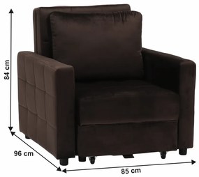 Fotoliu extensibil, catifea Velvet ciocolatiu, PECHRO