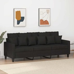 vidaXL Canapea cu 3 locuri, negru, 180 cm, material textil