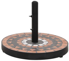 vidaXL Suport umbrelă de soare, cărămiziu și alb, rotund, 12 kg