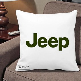 Perna Personalizata cu emblema Jeep, 40x40 cm, Alba Mata, Husa Detasabila, Perna Inclusa, BEKZ®