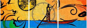 Tablou cu pictură străveche (cu ceas) (90x30 cm)