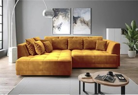 Coltar TIGA, sezlong stanga, stofa clasica galben mustar - Austin 11,