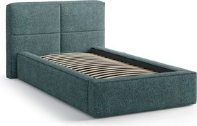 Pat turcoaz tapițat cu spațiu de depozitare cu somieră 90x200 cm Darren – Micadoni