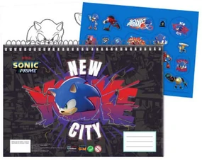 Sonic Ariciul Get Me caiet de schițe A/4 cu spirală cu 40 de file și autocolante