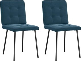 vidaXL Scaune de sufragerie, 2 buc., albastru, catifea