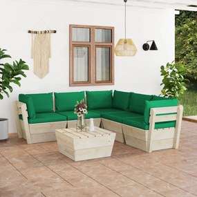 3063533 vidaXL Set mobilier grădină din paleți cu perne, 6 piese, lemn molid