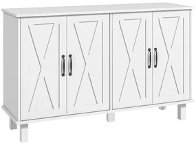 Dulap multifuncțional MDF cu 4 nivele cu 2 rafturi reglabile pentru sufragerie, bucătărie și intrare, 120x37x75 cm, alb HOMCOM | Aosom Romania