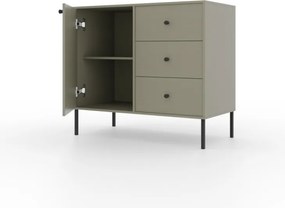 Comodă cu usa si trei sertare, 84x41x74 cm, Tili System. ADRK Furniture (Culoare: Eucalipt / Eucalipt)