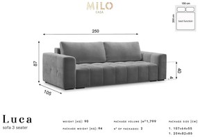 Canapea extensibila din catifea Milo Casa Luca, albastru