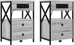 vidaXL Dulap de noapte 2 pcs Gri Sonoma 40 x 31 x 60 cm Lemn compozit