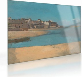 Tablou pe sticlă - Odilon Redon, Village by the Sea in Brittany, reproducere (70x50 cm)