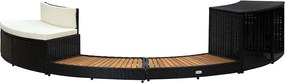 vidaXL Mobilier de împrejmuire spa, negru, poliratan și lemn de acacia