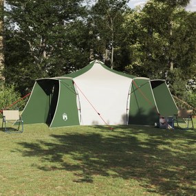 vidaXL Cort Tipi cu acoperiș Verde și bej 492 x 492 x 275 cm țesătură
