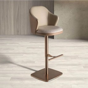 Scaun de bar pivotant cu inaltime reglabila Stool crem/ maro