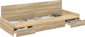 vidaXL Cadru de pat cu sertar Stejar Sonoma 75 x 190 cm Lemn compozit