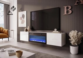 Comoda TV alba Livo RTV 180 cu semineu