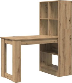 vidaXL Birou cu raft Stejar Artizanal 122 x 67 x 145 cm Lemn compozit