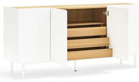 Comodă albă/în culoare naturală joasă cu aspect de lemn de stejar 165x78 cm Arista – Teulat