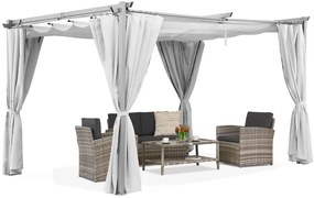 Alb La Palma 3x3m patio pergola cu perdele Garden Point