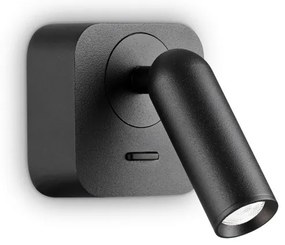 Aplica moderna cu spot LED directionabil BEAN SQUARE AP neagra