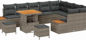 vidaXL Set de canapele pentru grădină 12 pcs Gri poliratan