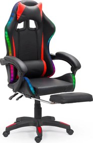 Scaun de gaming cu iluminare RGB din piele ecologica OFF 303 rosu cu negru