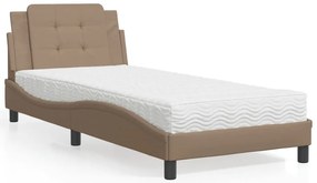 vidaXL Pat cu saltea, cappuccino, 80x200 cm piele ecologică