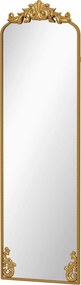 HOMCOM Oglindă de Podea Stil Baroc, 50x160 cm Oglindă de Perete și Autoportantă cu Ramă Metalică, pentru Dormitor, Living și Hol, Auriu | Aosom Romania