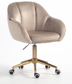 HR2055K Scaun Latte din Catifea cu Bază Aurie
