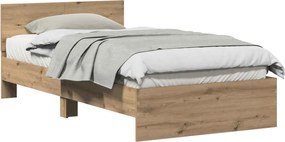 vidaXL Cadru de pat Stejar Artizanal 203 x 104 x 70 cm Lemn compozit